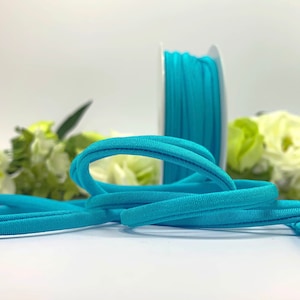 Turquoise Blue spaghetti elastic for swimwear, 5mm round elastic for bikini straps and ties, lingerie, face masks