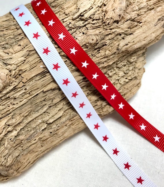 9mm Wide Silver Snowflakes on White Ribbon Grosgrain Ribbon 3 Meters