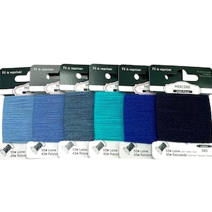 Blue repairing wool darning thread - 15 metre bobbing for mending knitwear
