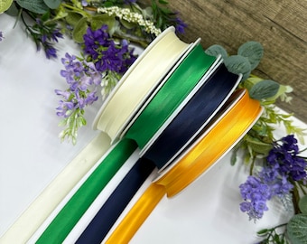 3/4" Satin Bias Binding tape, super soft satin edging trim for wedding dresses, nightwear, lingerie sewing - Cream, Green, Navy Blue, Gold