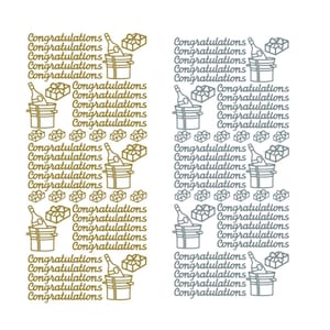 Gefeliciteerd-stickers, metallic zilver- en goudfolie verwijderbare stickers voor het maken van kaarten, scrapbooking, uitnodigingen en meer