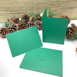 Cartes vierges vertes avec enveloppes, taille C6, vendues par lot de 5 ou 10 pour cartes de Noël faites maison - 4,5 x 6,4 pouces