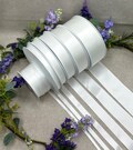 White double sided satin ribbon, RECYCLED eco friendly trim for weddings, Christmas, anniversary gifts - 8 widths in 1m to 20m increments