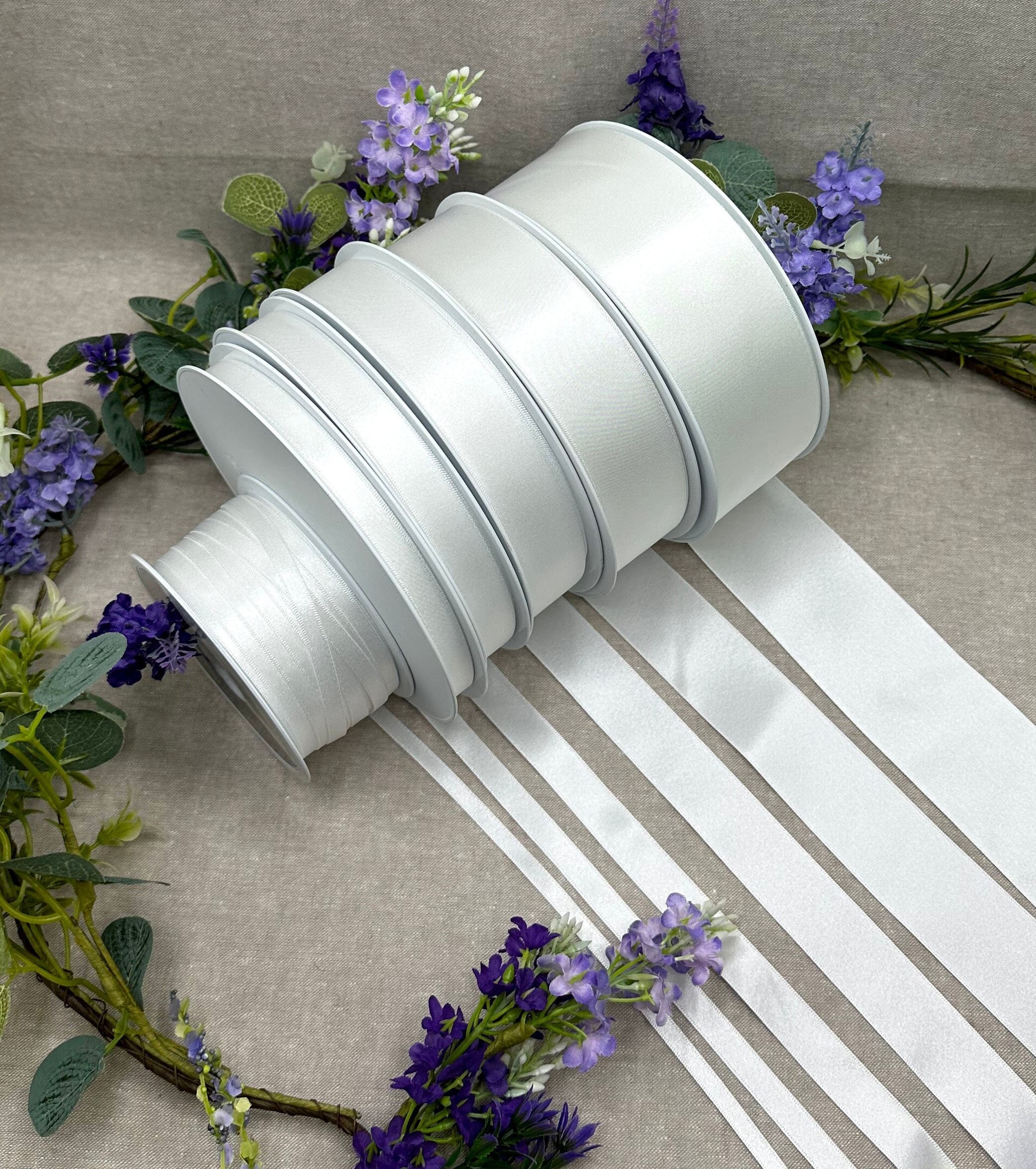 GWHOLE 6 Rolls 36 Yards Chiffon Ribbon Ivory White Ribbon Fringe Handmade  for Wedding Invitations Bridal Shower Bouquets Decorations, Gifts Wrapping