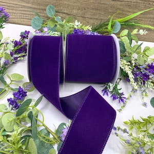 Breites gedrahtetes lila Samtband für Weihnachtsschleifen, Blumenschmuck und Türkränze - 6 cm und 10 cm breit 3 m 5 m 10 m