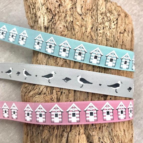 Pink UK Seller. 15mm Seaside Beach huts Berisfords Ribbon Craft Hair bow
