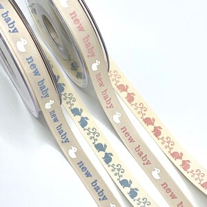 Nuovi Nastri Per Bambini - 5/8" 1m 3m - Blue Baby Boy - Pink Baby Girl Trim - Anatra - Baciare Conigli - Cream Tape - Baby Shower - 1 ° compleanno