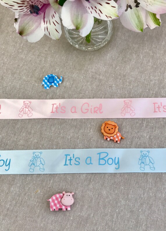 1m /"IT/'S A BOY/" NEW BABY GROSGRAIN RIBBON 22//25mm BABY SHOWER NEW BABY CAKE