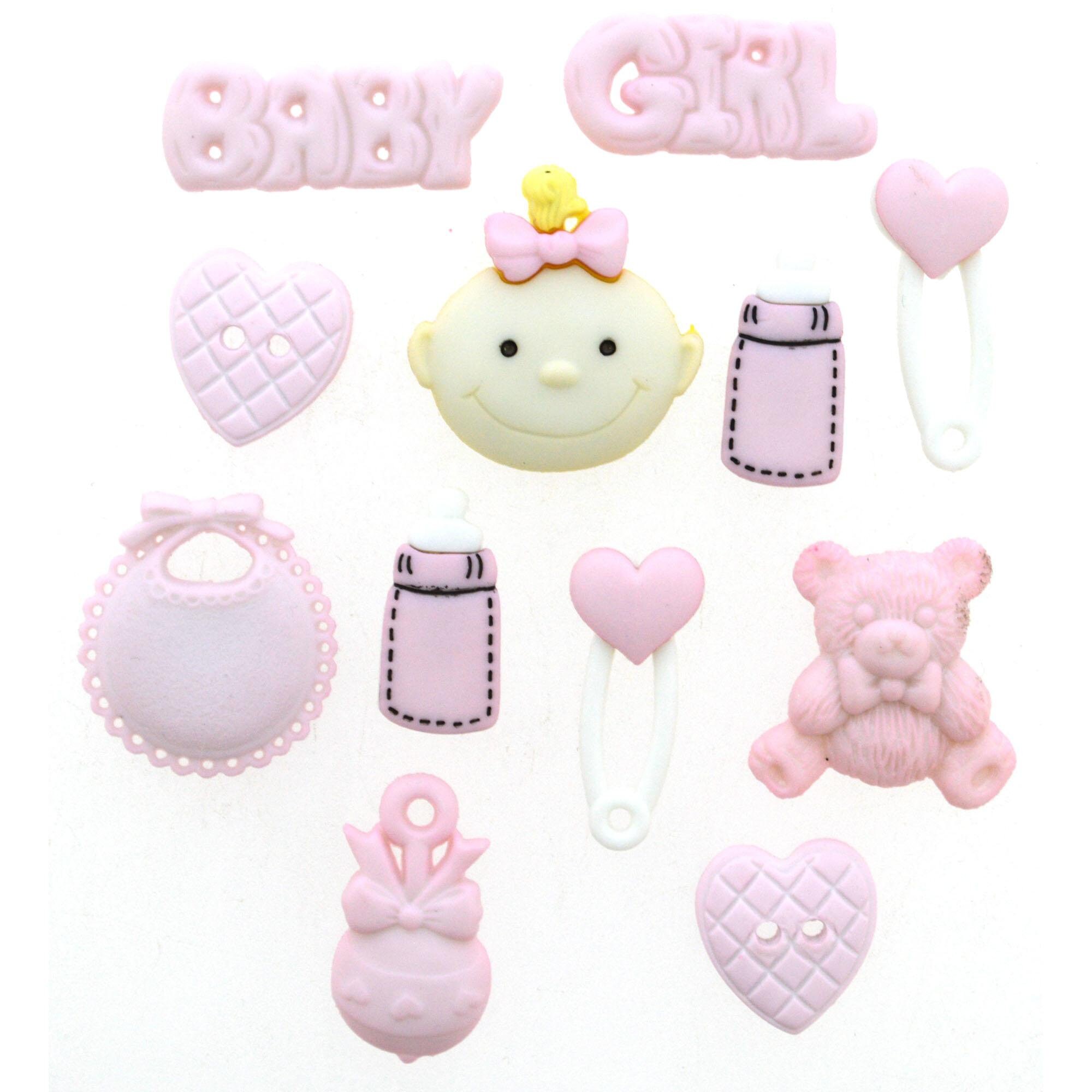 Baby Girl Buttons Pink Embellishment New Baby Girl Crafts Etsy
