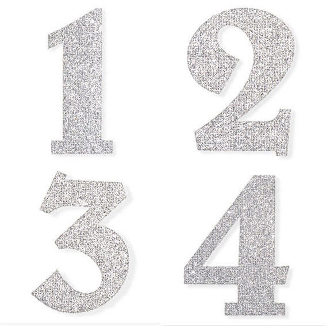 Silver Glitter Number Stickers Self Adhesive Peel off Numbers 0 to 9 2