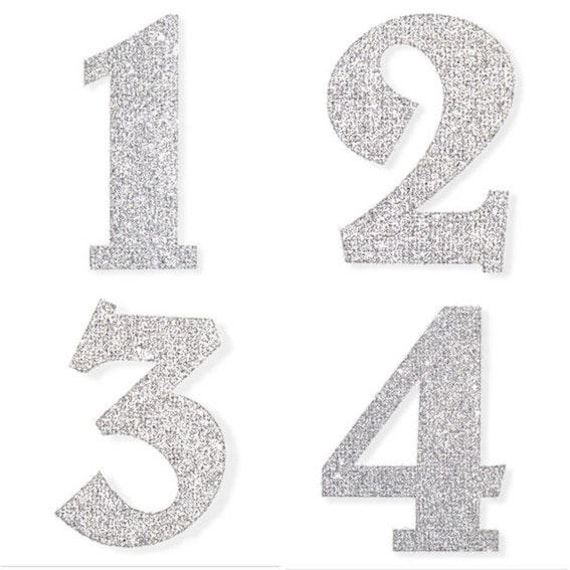 Silver Glitter Number Stickers Self Adhesive Peel off Numbers 0 to