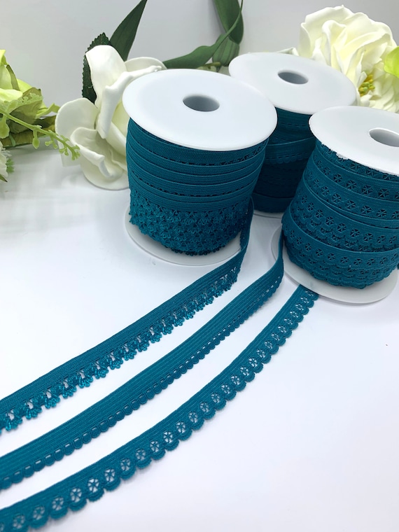 Teal Blue Lingerie Elastic Collection, Peacock Bra Strap Elastic, Pretty  Picot Lace Edge Elastics for Knickers and Underwear 4 Designs -  Canada