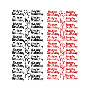 Stickers joyeux anniversaire - Noir ou rouge - Décoration de carte d'anniversaire faite main - Stickers scrapbooking - Faire-part à une fête - Papeterie