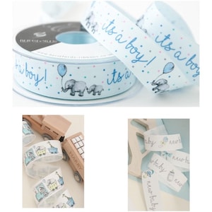 Nieuwe babylinten - It's a Boy - Nieuwe babyversiering - Dierentrein - 25 mm - 1" Gift Wrap - Blauw It's a Boy Ribbon - Baby Shower Wrap