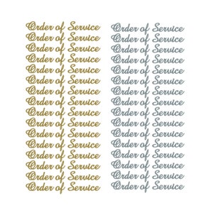 Order of Service Peel-off-Aufkleber, foliert Silber oder Gold für Hochzeiten, Beerdigungen und Dienste - 16 Aufkleber