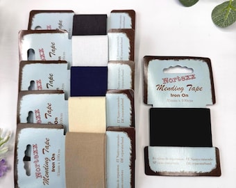 Iron on Mending Tape for clothes repair, fabric hemming and patching - 1 metre x 35mm wide - 6 colours