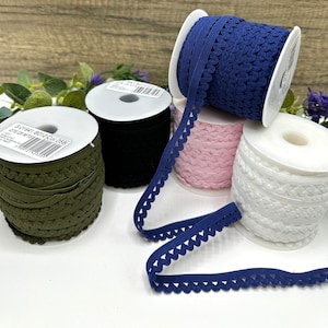 0.5 inch pretty lace edge elastic for lingerie, fancy elasticated wave lace trim for knickers and underwear, 5 colours