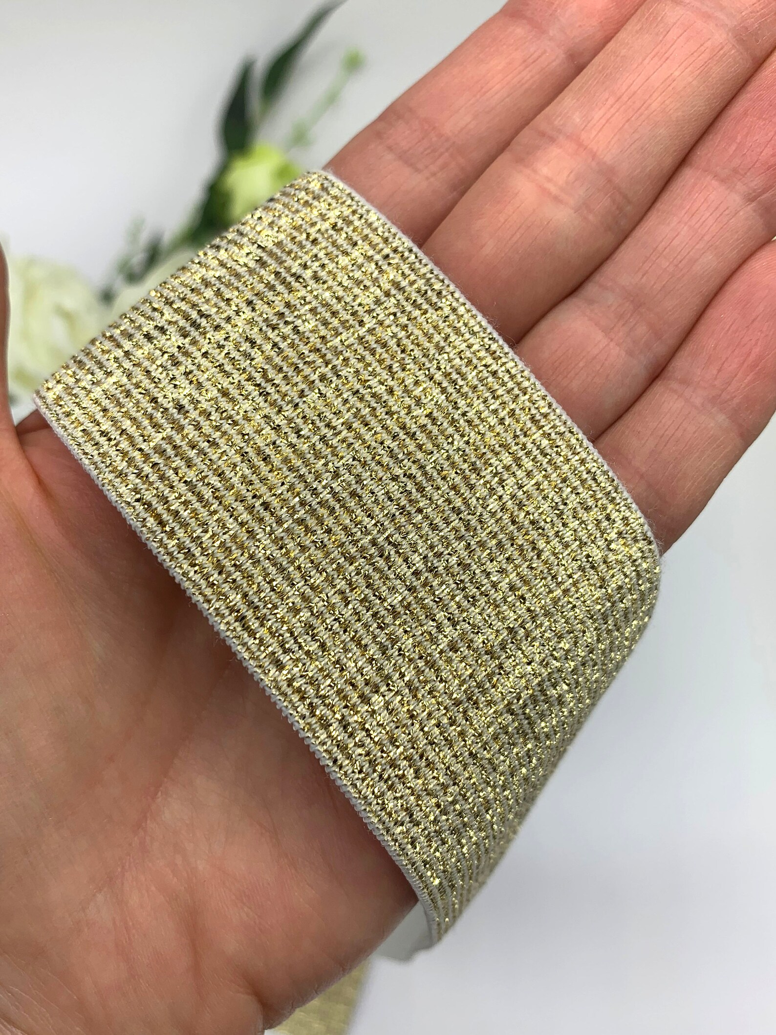 Gold Lurex Elastic Sparkly Metallic Elastic Trim 20mm Etsy Israel