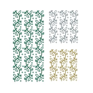 Verwijder hulststickers, hulstversiering in glanzend groen en metallic goud of zilver, feestelijke kaarten, geschenken en plakboeken
