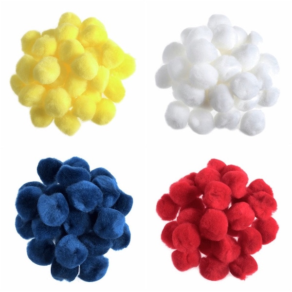 Pom Poms 1 » - 20 par sac - pompons jaunes pour l’artisanat de Pâques - Fabrication de cartes - Bâton sur Pom Pom - Queues de lapin moelleuses - 2,5 cm