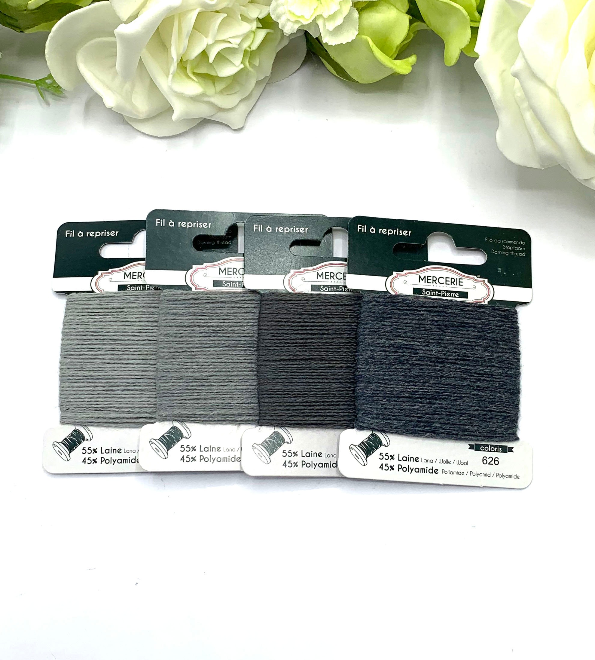 Grey darning wool, mending thread for knitwear, socks and accessories…