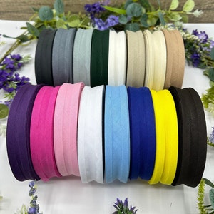 1 inch plain cotton bias tape, 5 METRES, assorted solid colours, great value! 100% cotton 25mm edging trim for quilting bunting sewing