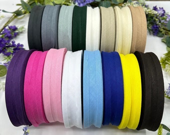 Cotton Bias Tape, Assorted Solid Colors, Quilting Sewing Trim (5 Metres)