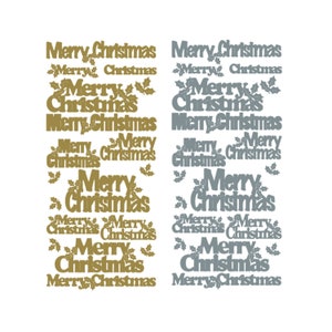 Vrolijke kerststickers, verwijder verijdelde gouden en zilveren versiering voor handgemaakte kerstkaarten, cadeaus en briefpapier