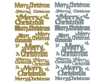 Pegatinas de Feliz Navidad, despegables, doradas o plateadas, fuente grande