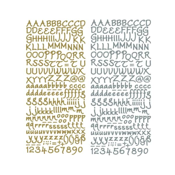 Autocollants alphabet à décoller, lettres majuscules et minuscules dorées ou argentées, chiffres et signes de ponctuation