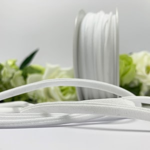 White spaghetti elastic for swimwear, 5mm round elastic for bikini straps and ties, lingerie, face masks