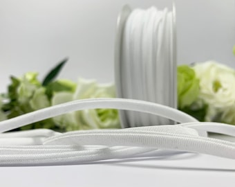 Elástico de espagueti blanco para trajes de baño, elástico redondo de 5 mm para tirantes y corbatas de bikini, lencería, mascarillas