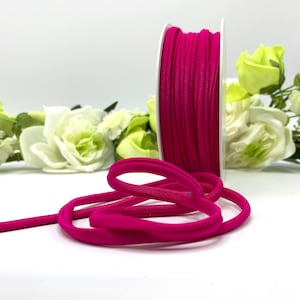 Cerise pink spaghetti elastic for swimwear, 5mm round elastic for bikini straps and ties, lingerie, face masks