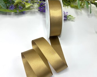 Nastro doppio in raso color oro scuro (larghezza 2,5 cm) con incrementi da 1 m a 10 m