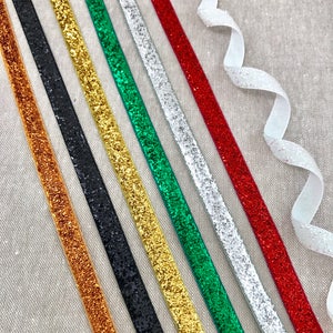 Metallic Velvet Ribbon - 3/8" Glitter Trim - Assorted Colours - 1m 3m or 12m Reels - Sparkly Glitter Trim - Weddings - Home Decor - Sewing