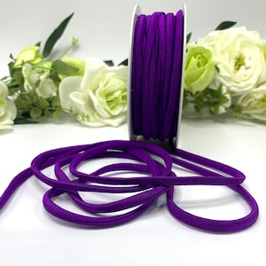 Purple spaghetti elastic for swimwear, 5mm round elastic for bikini straps and ties, lingerie, hair bands, face masks