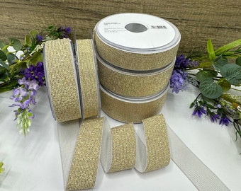 Gold Lurex  Elastic Trim, Metallic Waistband Elastic sold by the metre