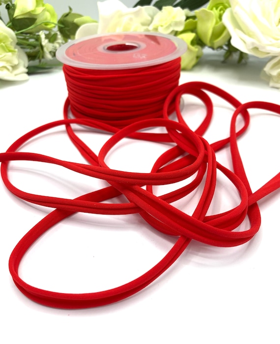 Red Spaghetti Elastic Cord, 5mm Unstitched Lycra Elastic for