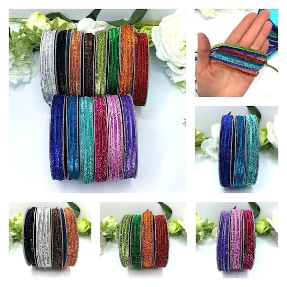 5mm Metallic velvet glitter ribbon for gift wrapping and sewing embellishment