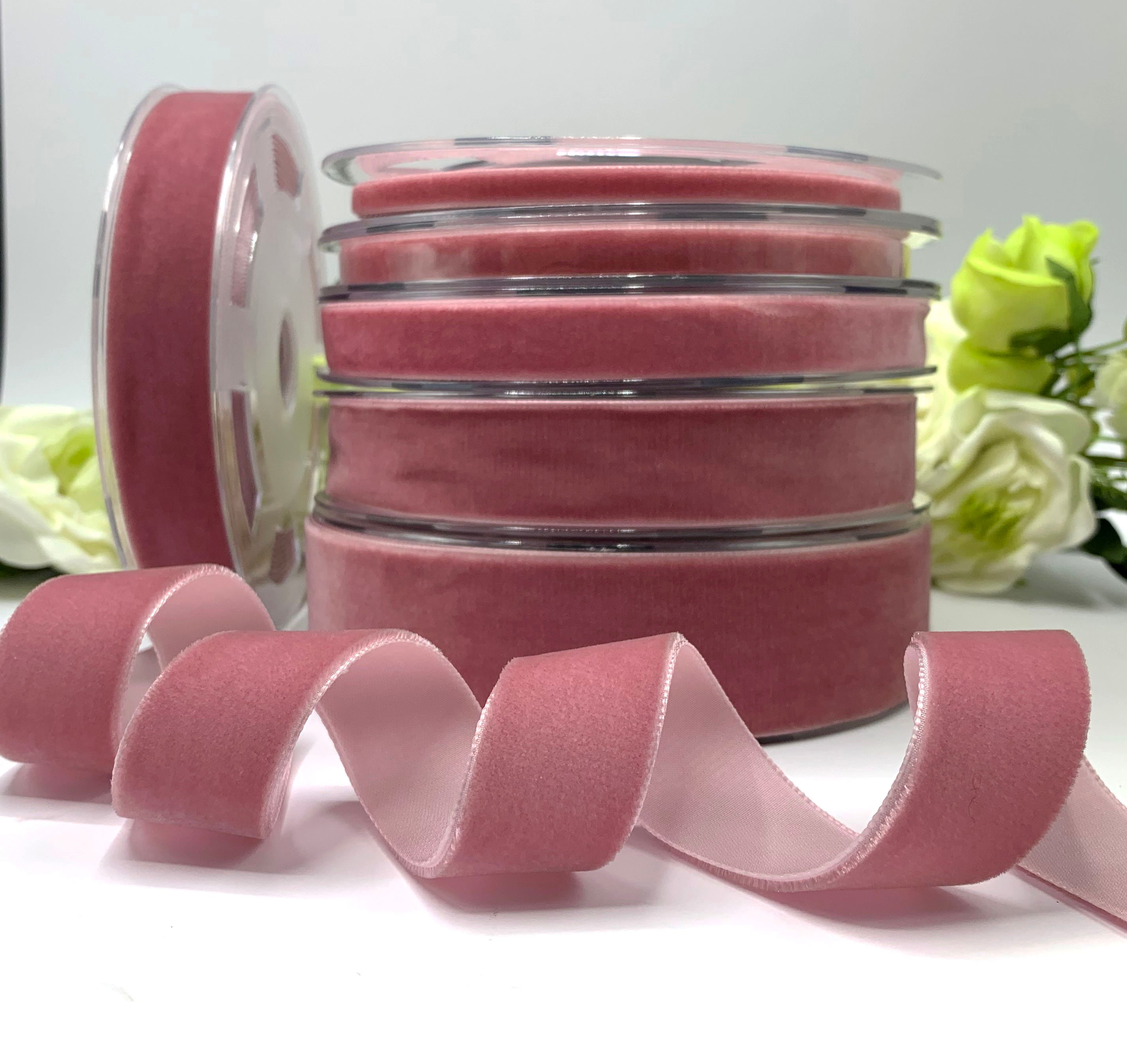 Dusty pink velvet ribbon, vintage dusky pink choker velvet, antique r…