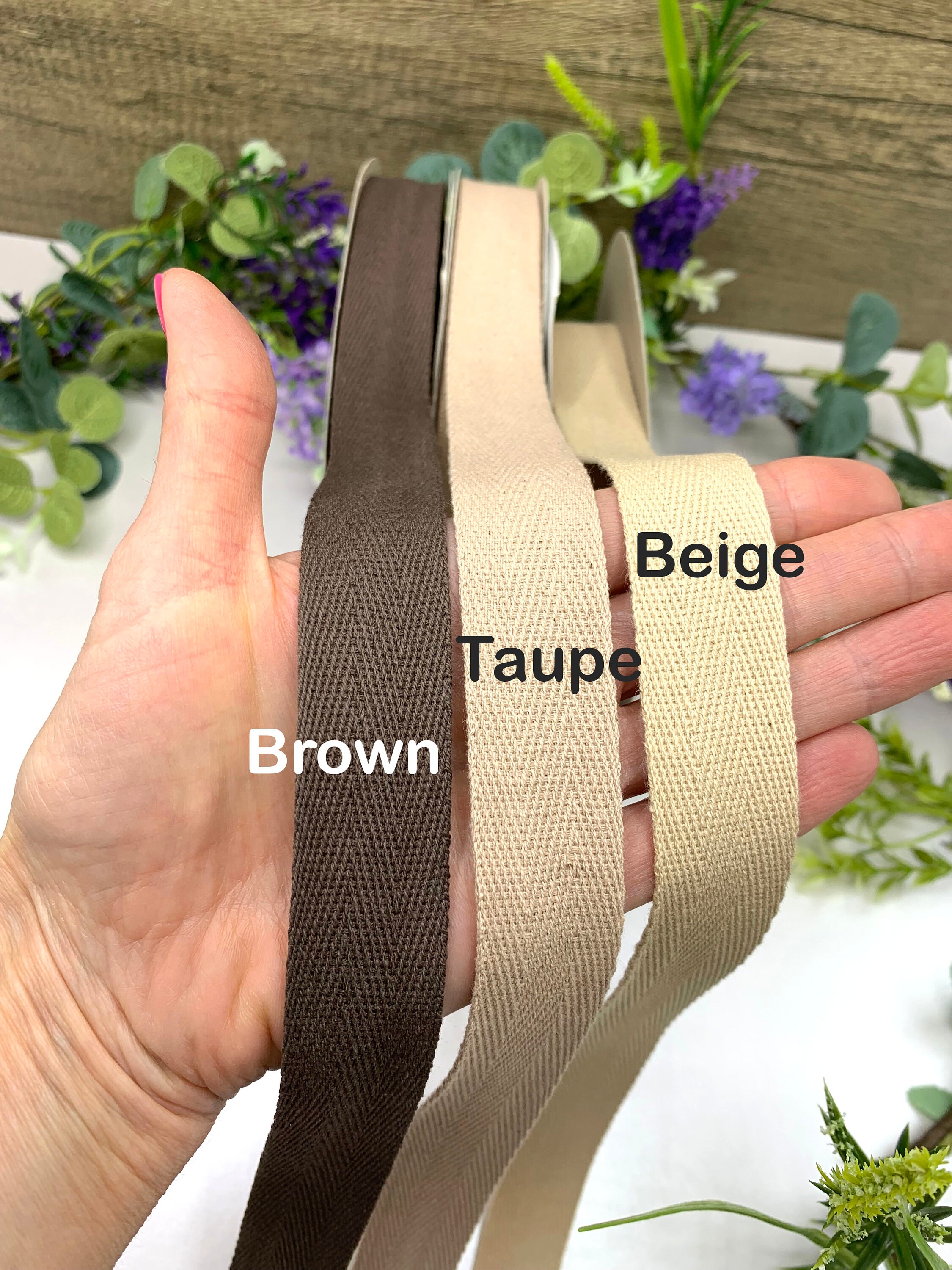 Nastro in twill di cotone color crema, passamaneria fai da te in fettuccia naturale a spina di pesce di varie larghezze, nastro in twill intrecciato, passamaneria per cucito, nastro in twill color