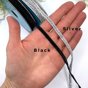5mm Metallic velvet glitter ribbon for gift wrapping and sewing embellishment image 3