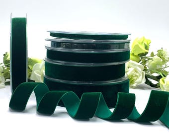 Ruban de velours vert bouteille pour couronnes de Noël, travaux manuels et nœuds cadeaux - longueurs de 1 à 10 mètres