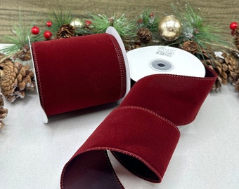 Ruban De Velours Rouge Et Vert 2,5 Cm X 20 M - Pour Cadeaux, Noël, Mariage, Bouquets Et Décoration