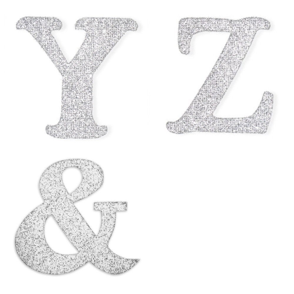 Silver Glitter Alphabet Italic Letters A Z Craft Stickers Embellishments  15mm 