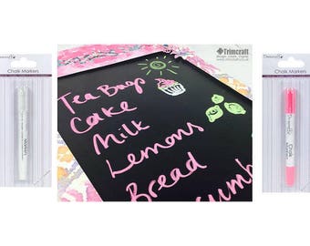 Chalk Marker Pens - White - Gold - Silver - Neon Pink - Neon Yellow - Quick Drying - Ultra Smooth - Erasable - Marker for Dry Erase Boards