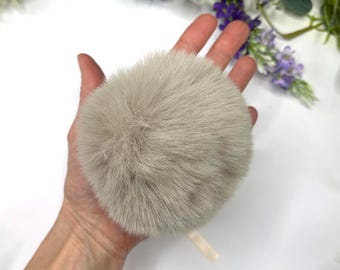 Large 4.5 inch natural beige faux fur pom pom for bobble hats - sold individually
