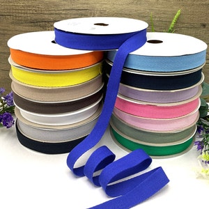 100% cotton herringbone twill tape, 1 inch / 2.5cm wide lightweight webbing, aprons, bunting, bag handles and lampshade binding - 17 colours