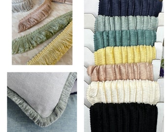 35mm thick brush fringe trim for piping cushions and soft furnishings, Lille Ruche in 11 colours sold BY THE METRE