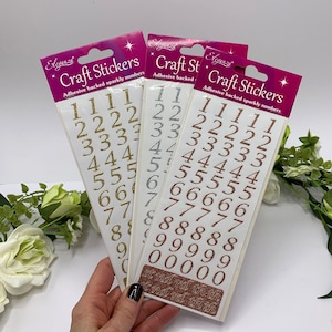 Glitternummerstickers, roségoud, goud, zilver sprankelende versiering van schriftnummers voor bruiloften, verjaardagen en knutselwerkjes